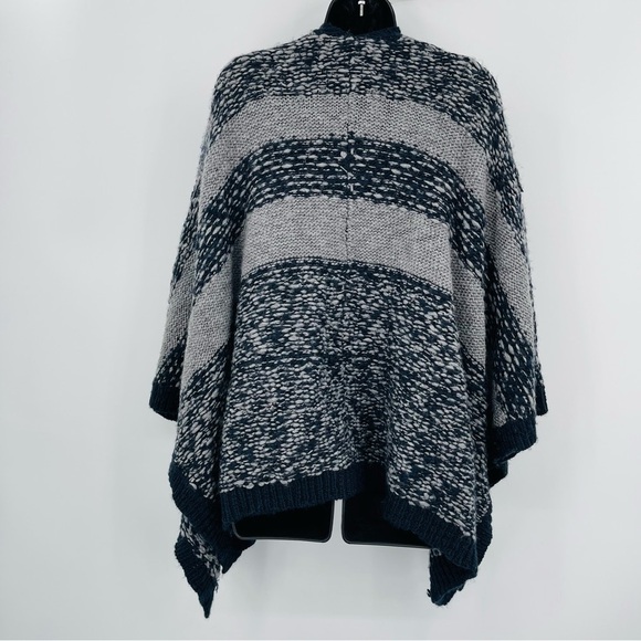 Loft open front poncho wool alpaca stripe knit oversized women's size XS/S - Picture 2 of 9